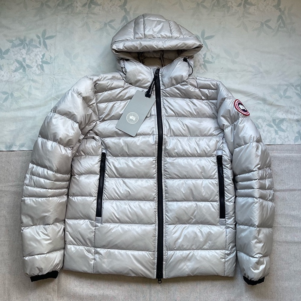 Canada Goose Men's Silver Puffer Jacket with Hood